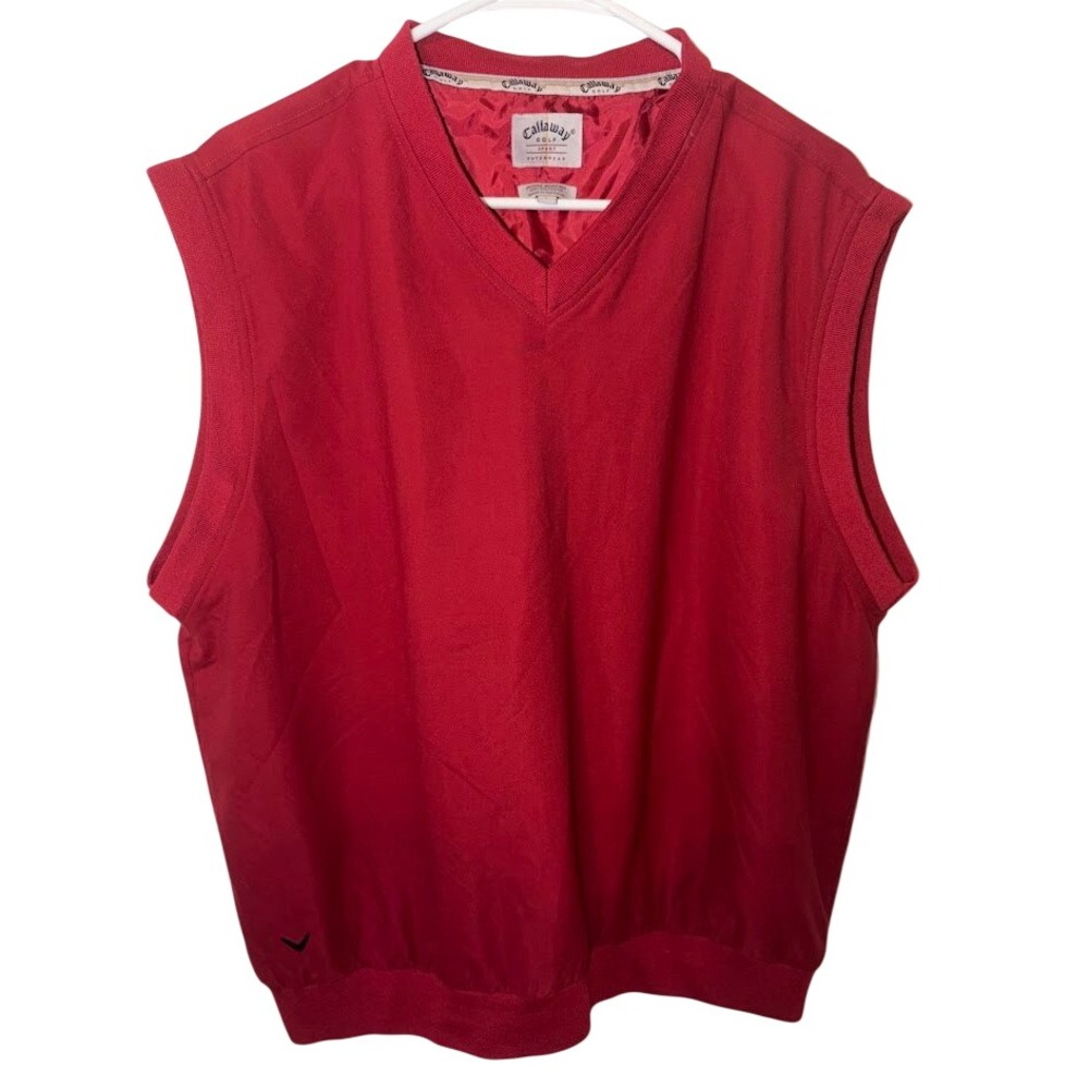 Callaway Golf Sport Outerwear Mens Large Red Brushed Microfiber V-Neck Vest